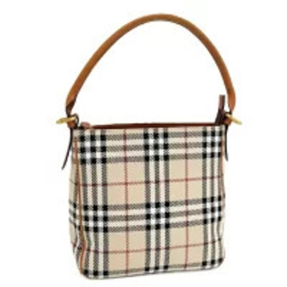 BURBERRY One Shoulder Hobo Bag Nova Check Canvas